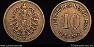 Germany, 1888A, 10 pfennig, XF, KM4