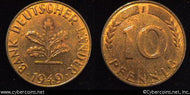 Germany, 1949J, 10 pfennig, XF, KM103
