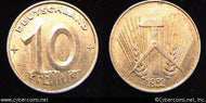 Germany, 1952A, 10 pfennig, XF, KM7