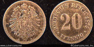 Germany, 1874A, 20 pfennig, XF, KM5