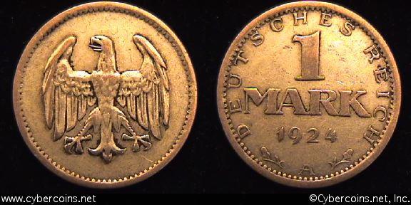 Germany, 1924A, 1 mark, VF, KM42