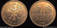 Germany, 1966D, 1 mark, AU, KM110