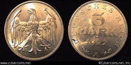 Germany, 1922A, 3 marks, UNC, KM28 - alum