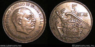 Spain, 1957(63), 5 pesetas, XF, KM786