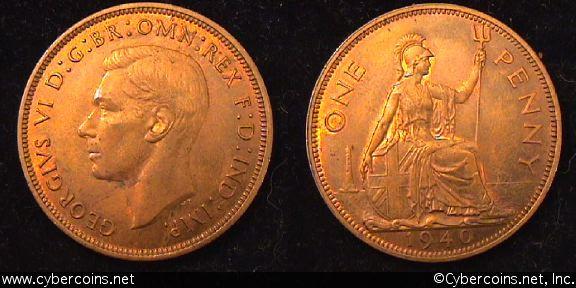 Great Britain, 1940, 1 penny, AU, KM845