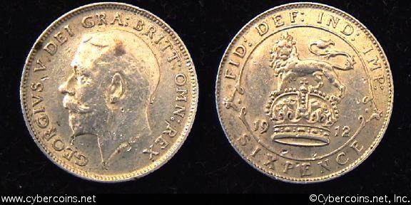 Great Britain, 1912, 6 pence, Dipped AU, KM815