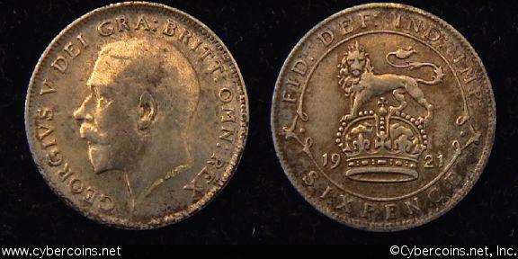 Great Britain, 1921, 6 pence, XF, KM815a1