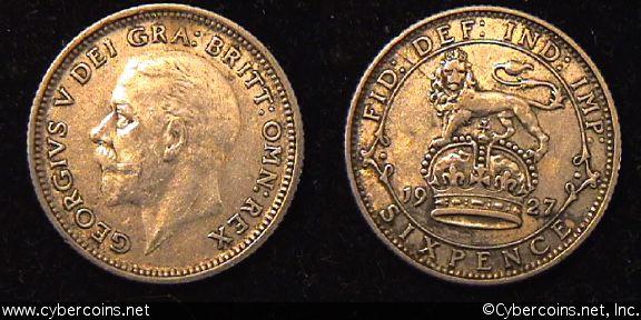 Great Britain, 1927, 6 pence, XF, KM828