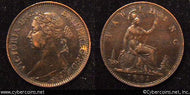 Great Britain, 1881H, 1 farthing, XF+, KM753