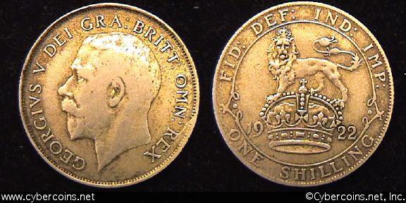 Great Britain, 1922, 1 shilling, VF, KM816a