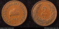 Hungary, 1907, 2 filler, XF, KM481