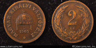 Hungary, 1907, 2 filler, VF, KM481