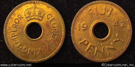 Fiji, 1942S, 1 penny, AU, KM7a - brass