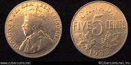 1933, Canada 5 cent, KM29, VF+. A few minor
