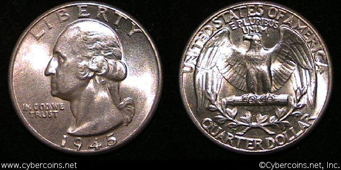 1945 Washington Quarter, Grade= MS65