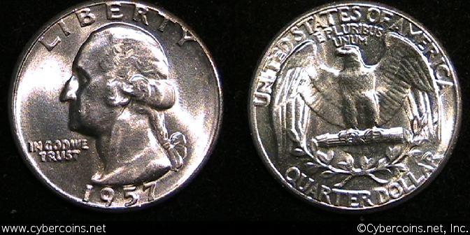 1957 Washington Quarter, Grade= MS64PQ