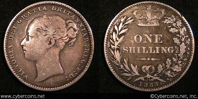 Great Britain, 1883, 1 shilling, F, KM734.1
