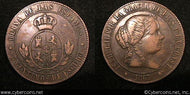 Spain, 1867, 5 centimos, VF, KM635.5