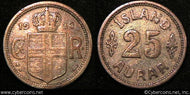 Iceland, 1933, F, KM2.1 - 25 aurar...