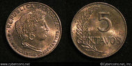 Peru, 1943, 5 centavos, XF, KM213.2a.1