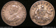 Australia, 1914 -3 pence - F/VF, KM24