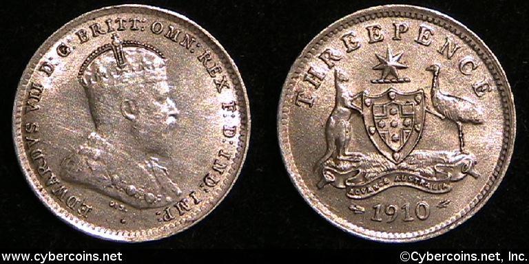 Australia, 1910 - 3 pence, AU, KM18