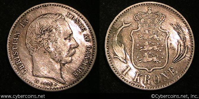 Denmark, 1876, Krone, KM797.1, VF