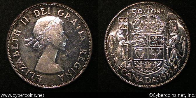 1953 SD w ss, Canada 50 cent, KM53, UNC