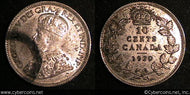 1920, Canada 10 cent, KM23a, AU - terrific