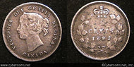 1892, Canada 5 cent, KM2, VF - with a porous