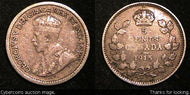 1915, Canada 5 cent, KM22, F - slight cup
