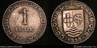 Mozambique, 1936, Escudo, KM66, VF - porous.