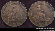 Spain, 1870OM, 5 centimos, VF, KM662