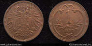 Austria, 1897,  1 heller, AU, KM2800