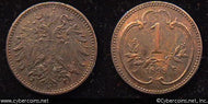 Austria, 1898, 1 heller, XF/VF, KM2800