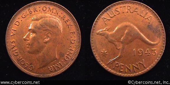 Australia, 1943(p), 1 penny, AU, KM36