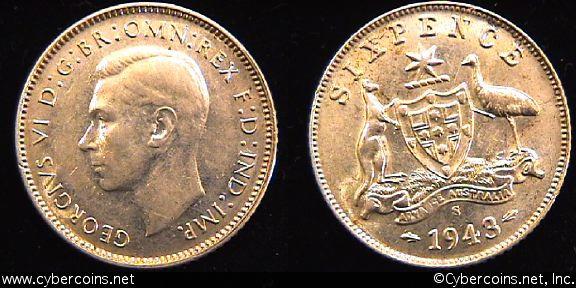 Australia, 1943, 6 pence, AU, KM38