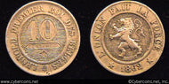 Belgium, 1862, 10 centimes, XF, KM22, Double date