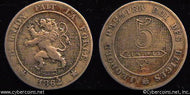 Belgium, 1862/1, 5 centimes, VF, KM21