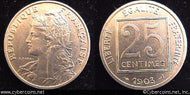 France, 1903, 25 centimes, AU, KM855