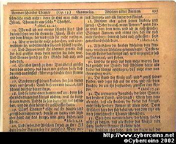 Sauer Bible leaf, printed 1743, 1 page