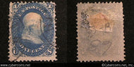 US #63 1 Cent Franklin - Used - light black