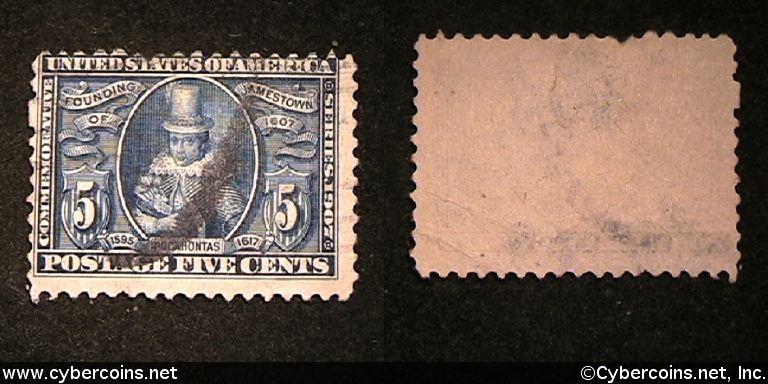 US #330 5 Cent Pocahontas - Used - medium