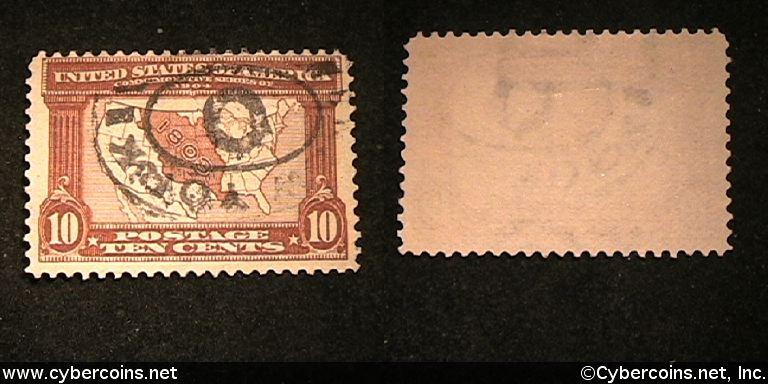 US #327 10 Cent Map - Used - Heavier