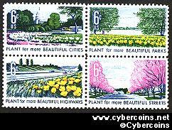 Scott 1365-68 mint 6c - Beautification, 4 varieties, attached