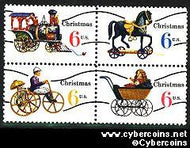 Scott 1415A-18A mint 6c - Christmas Toys, Precancelled, 4 varieties, attached