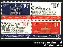 Scott 1543-46 mint sheet 10c (50) - Continental Congress, 4 varieties attached