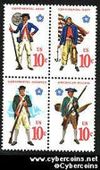Scott 1565-68 mint sheet 10c (50) -   Miliitary Uniforms, 4 varieties, attached