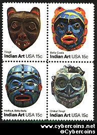 Scott 1834-37 mint 15c -  American Folk Art, 4 varieties, attached