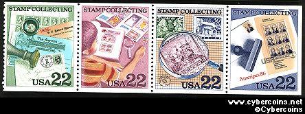 Scott 2201A mint 22c - Stamp Collecting, 4 varieties, attached